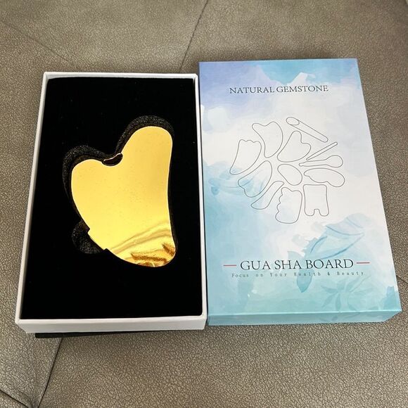 NEW WITH BOX STAINLESS STEEL GUA SHA rare GOLD - Picture 1 of 11